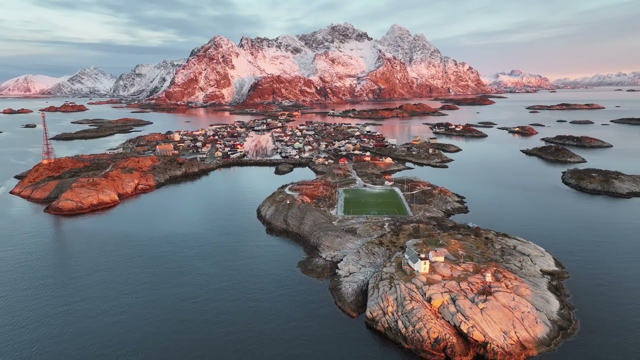 Henningsvær, Lofoten Island, Norway 🇭🇰 - by drone (V4 Island View)[4K]
