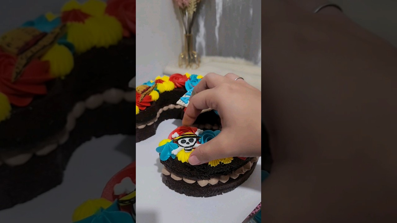 One Piece themed cake #onepiece #luffy #shorts #cake #cakedecorating
