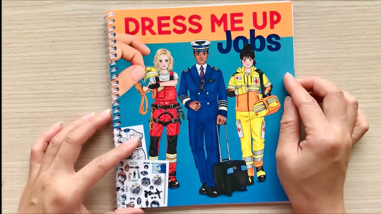 Đồ chơi sách dán hình trang phục búp bê Top model - Sticker dress me up jobs (Chim Xinh channel)