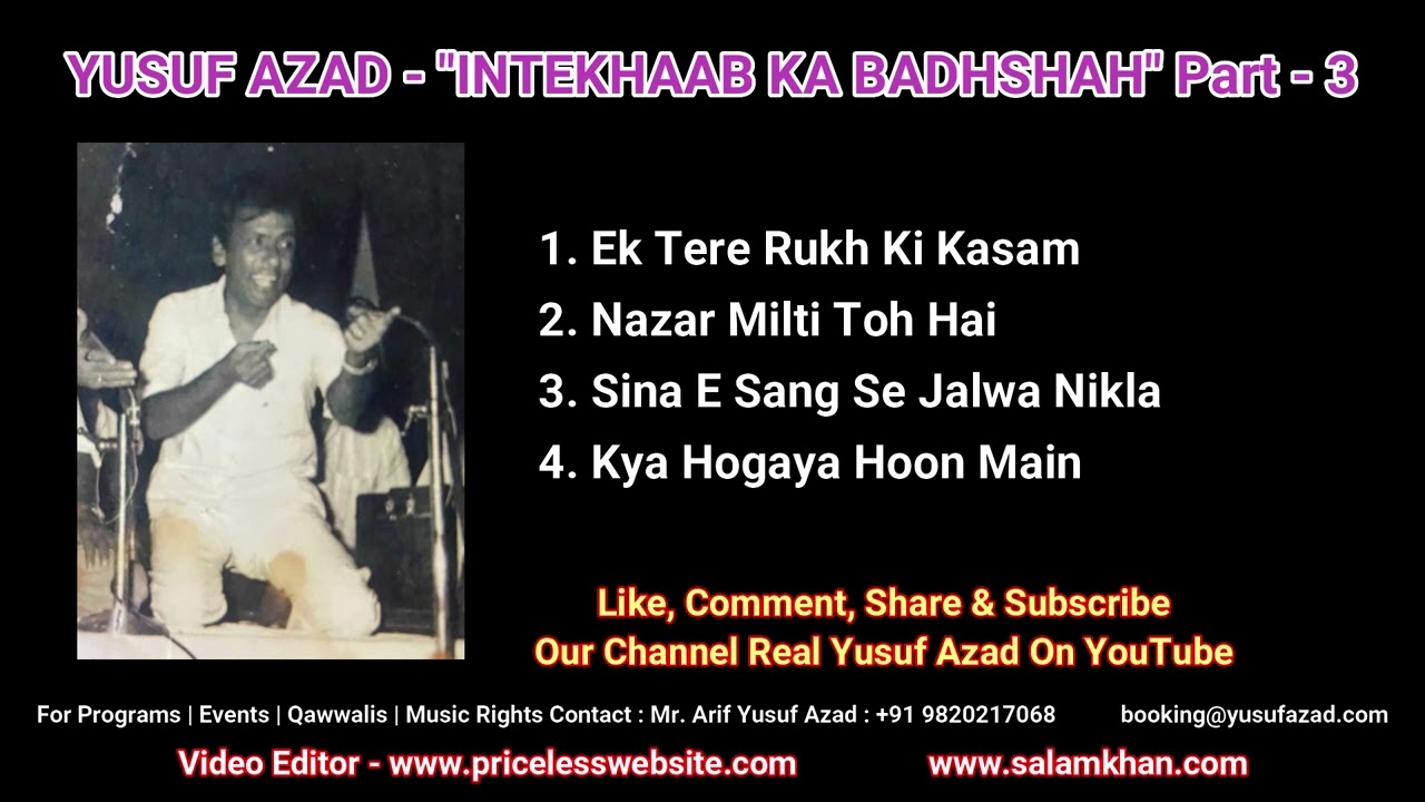 YUSUF AZAD INTEKHAAB KA BADHSHAH Part 3 |Private Show An-Suni Ghazalen|+919820217068