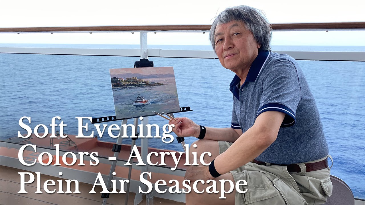 Soft Evening Colors in an Acrylic Plein Air Seascape Painting by Yan Sun