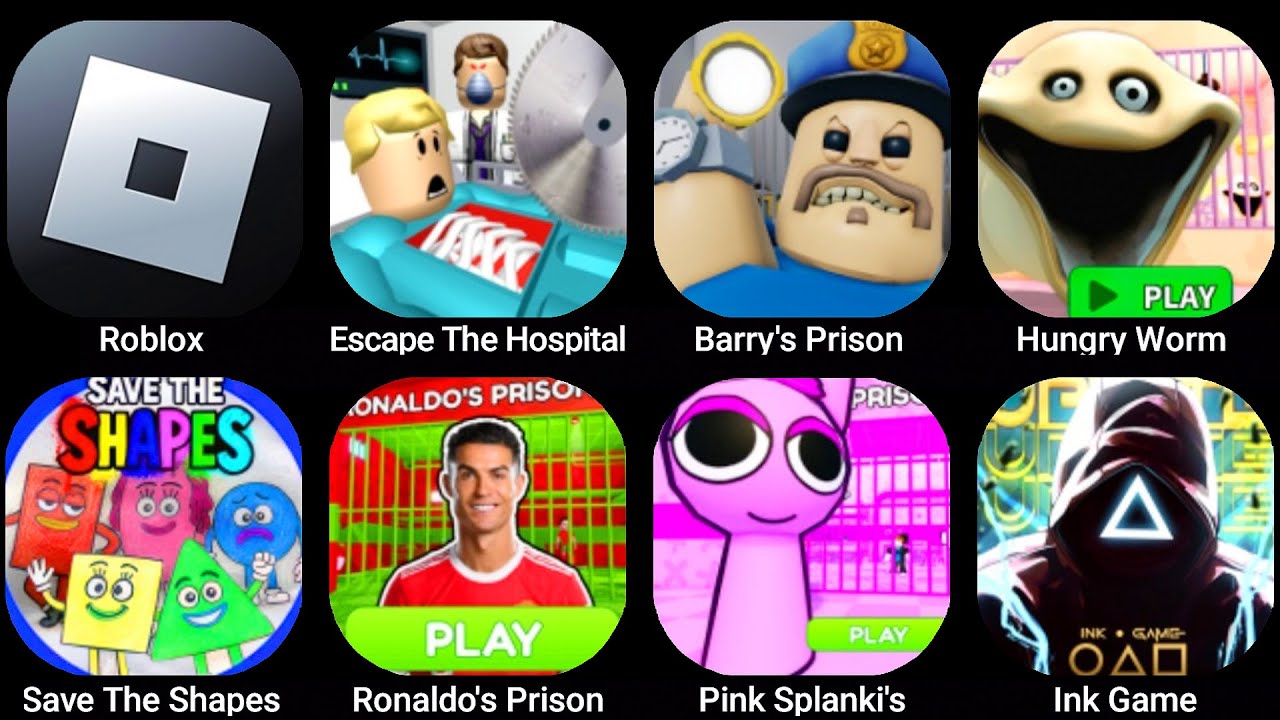 SAVE THE SHPES, Pink Splanki's, Barry's Prison, RONALDO'S PRISON, Ink Game, Hungry Worm, Roblox,....