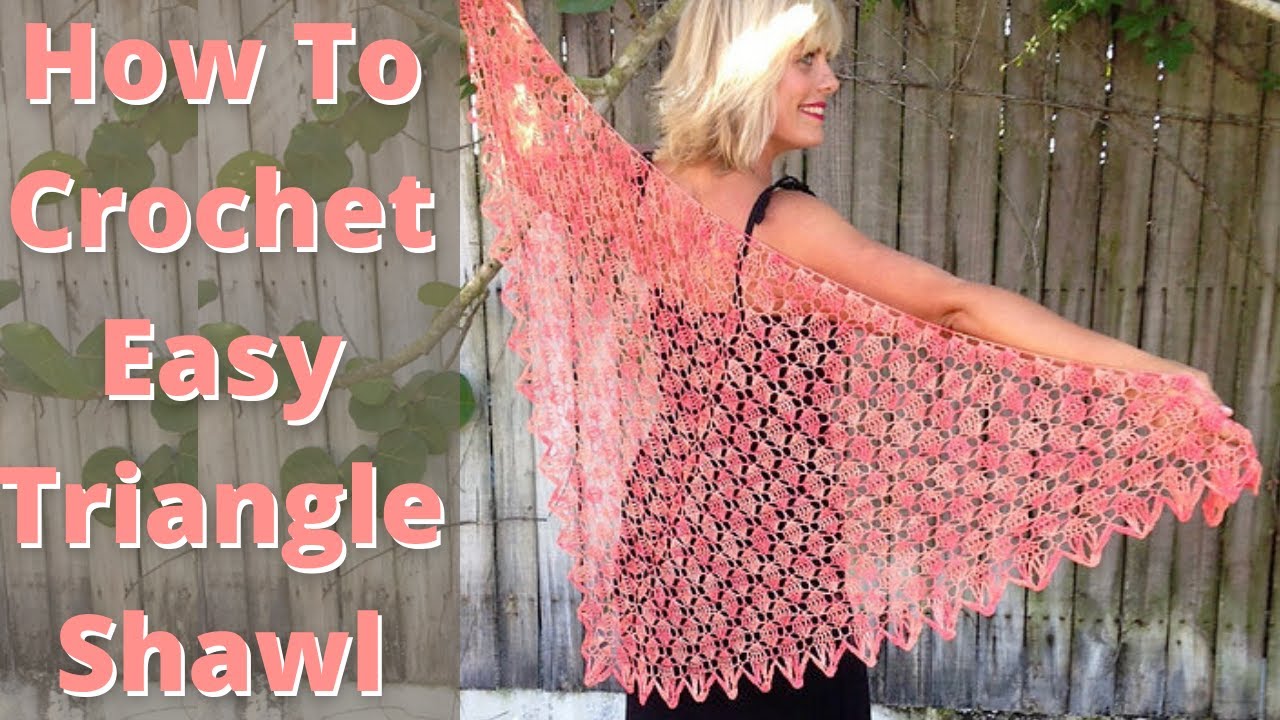 Key West Coral Top Down Crochet Triangle Shawl Pattern Step By Step Easy Crochet Lace for Beginners