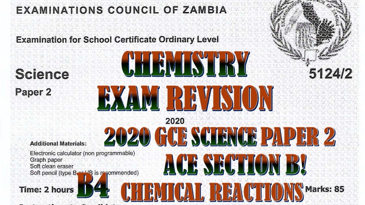 2020 GCE SCIENCE PAPER 2 QUESTION B4  #stoichiometry   #gcse #chemistry #zambia #exampreparation