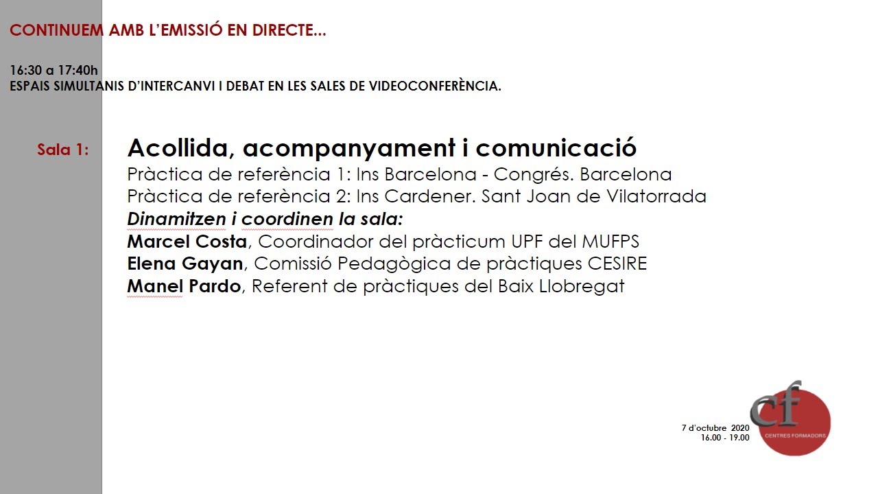 Jornada Centres Formadors (Sala 1)