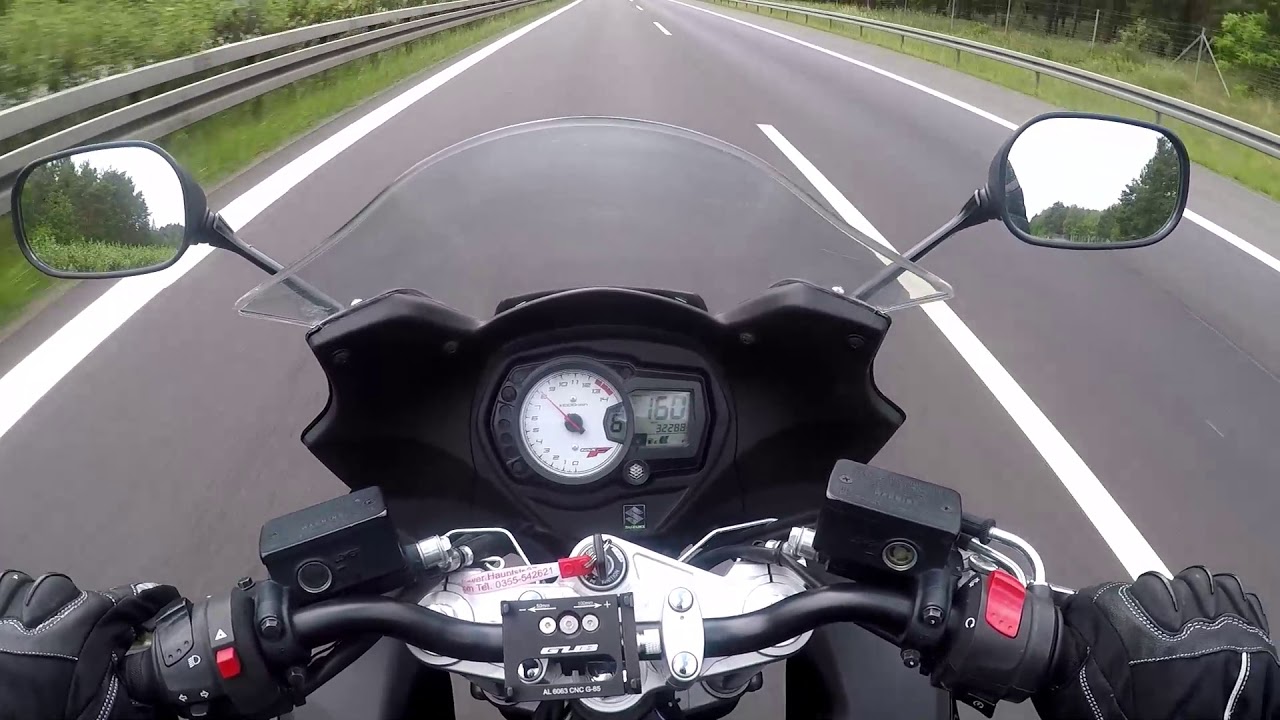 Suzuki GSX 650 F Top Speed on Autobahn (A2 restricted 35kW/48hp)