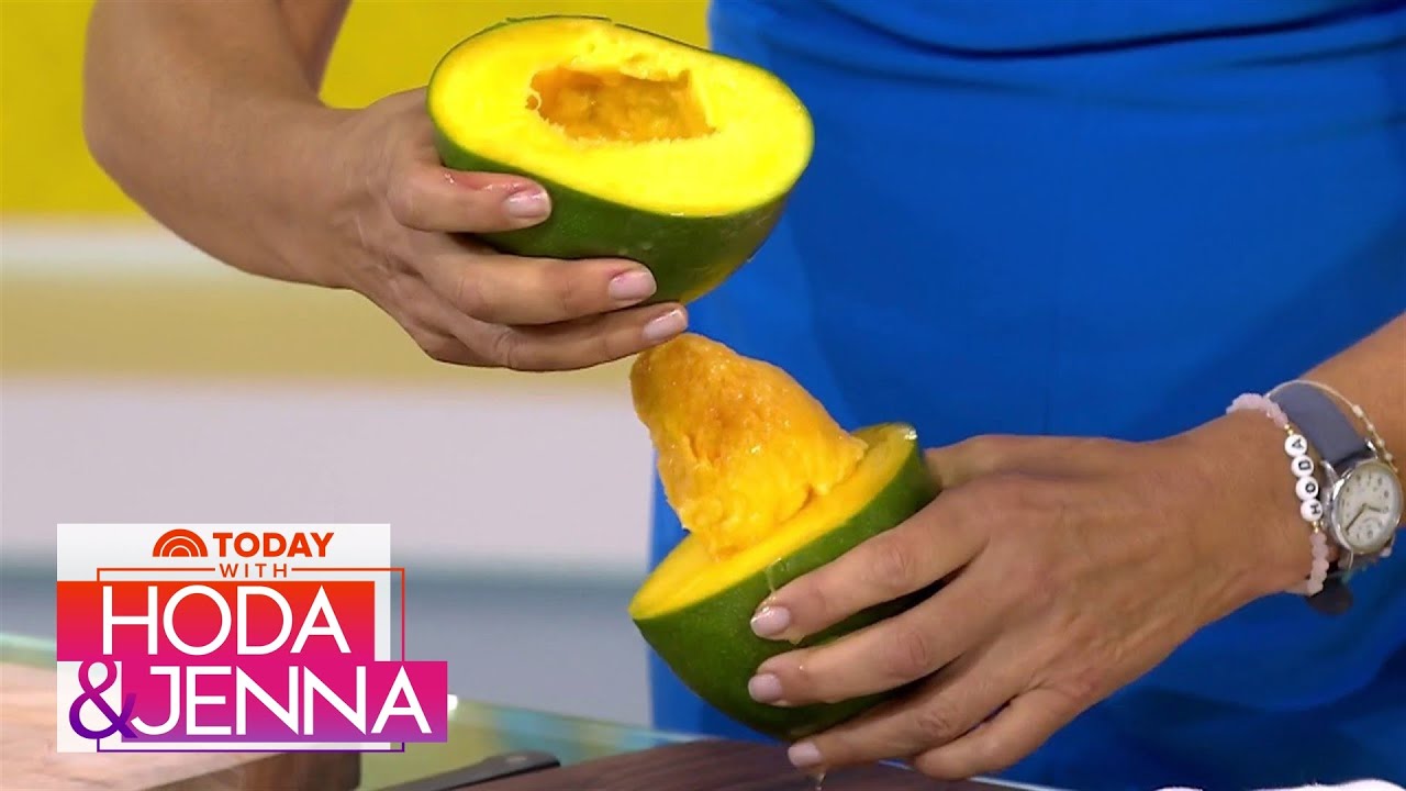 Hoda shows a unique way to de-pit a mango