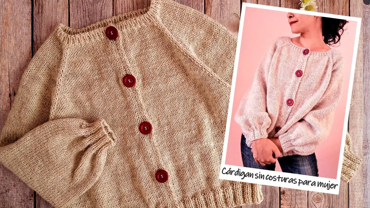 Cárdigan TOP DOWN (sin costuras) a dos agujas para mujer ¡Paso a paso!!