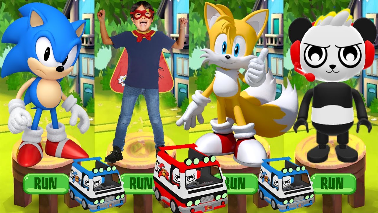 Running with Combo Panda Van in Tag with Ryan vs Sonic Dash - Gameplay Android/iOS vs All Bosses