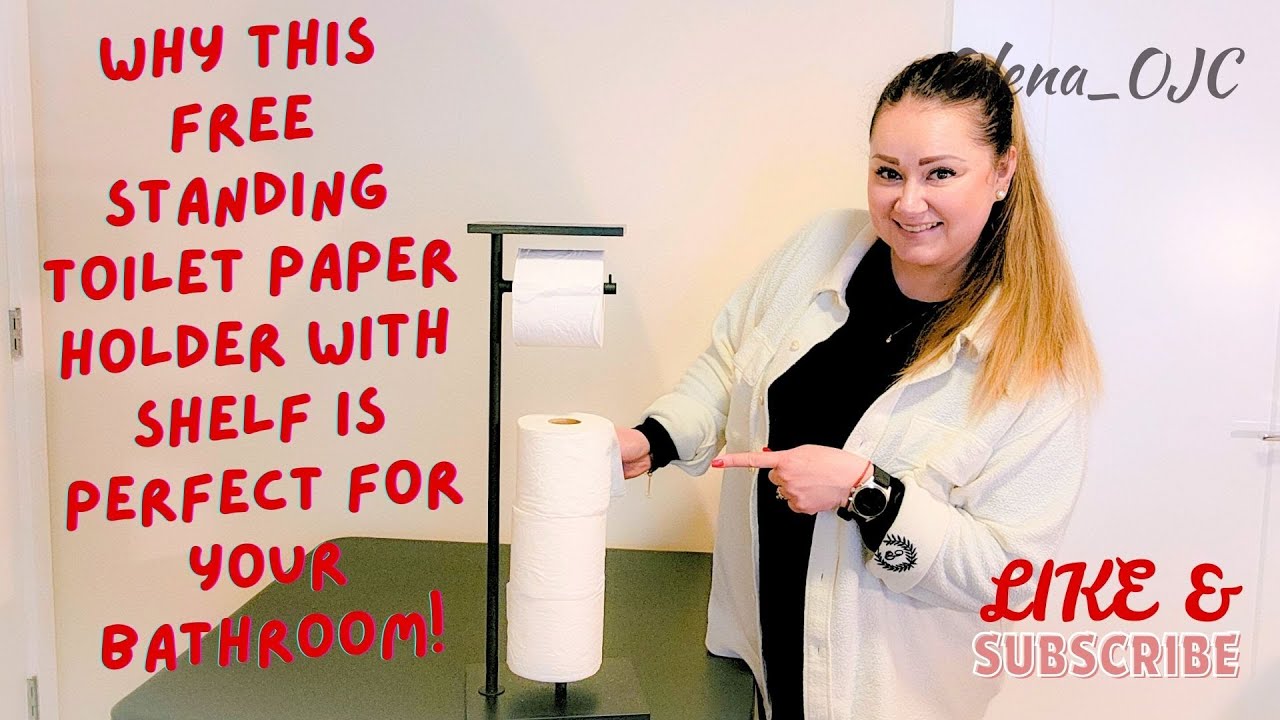 Free Standing Toilet Paper Holder With Shelf - Full Assembly 
