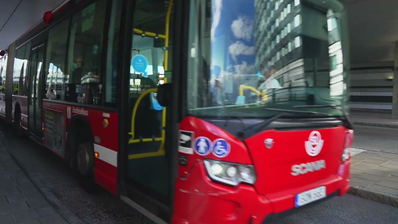 Sweden, Stockholm, bus 583 ride from Arlanda Airport to Märsta station