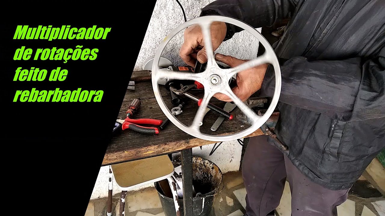 Multiplicador de rotações feito de rebarbadora velha