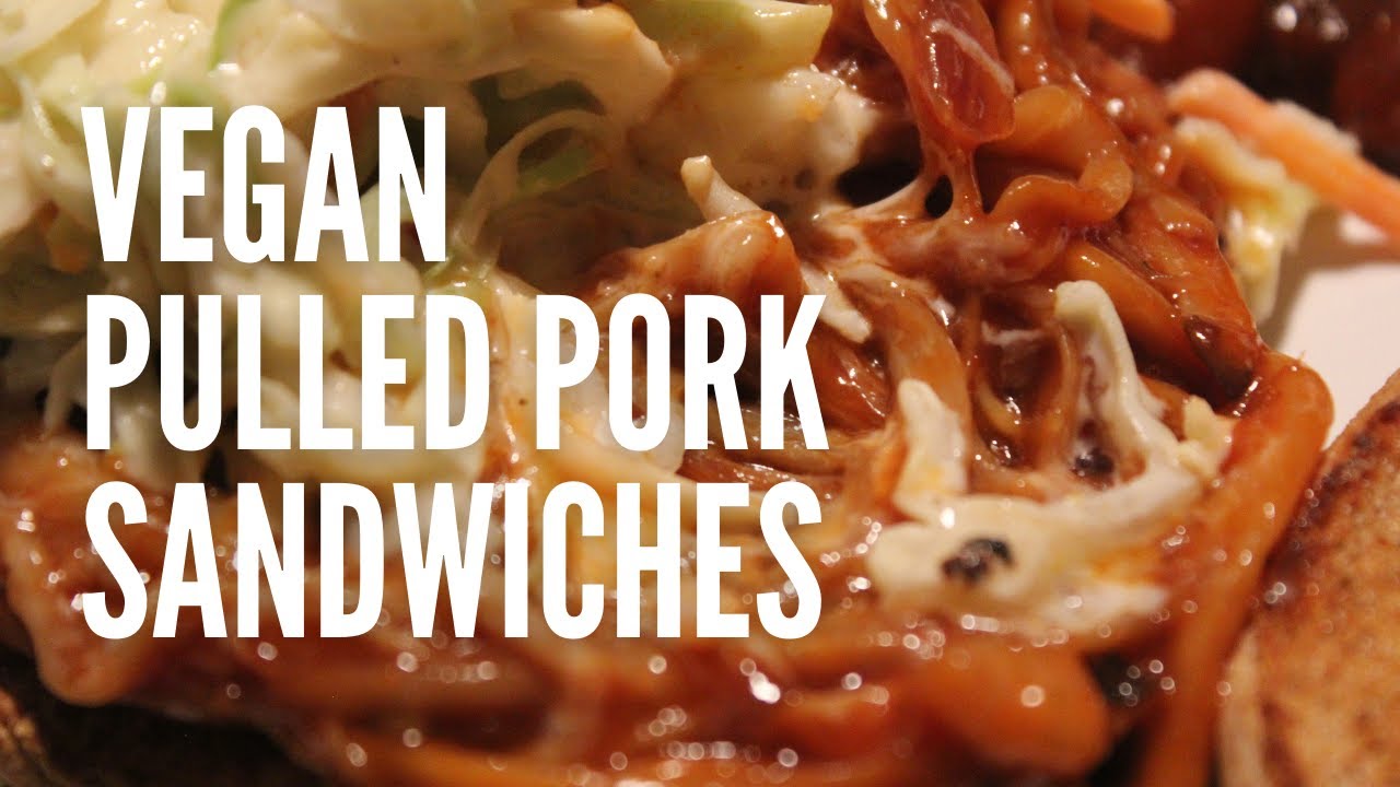 Vegan BBQ Pulled Mushroom Sandwiches & Coleslaw
