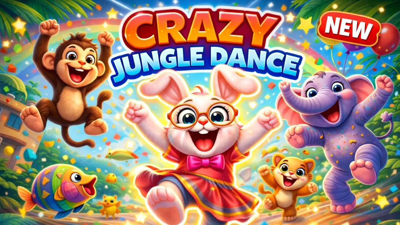 Crazy Jungle Dance! 🐰💃 | Bounce Bounce Here We Go | English Nursery Rhyme