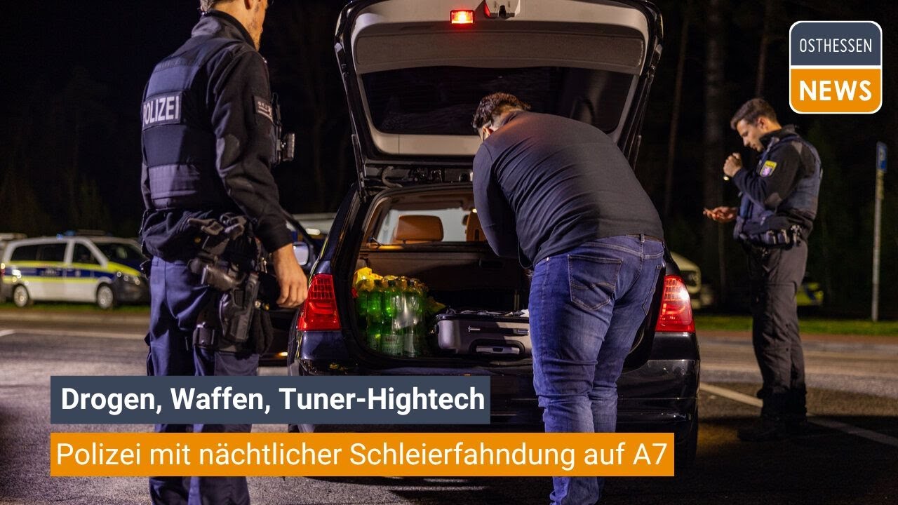 FULDA: Drogen, Waffen, Tuner-Hightech - Polizei mit n&auml;chtlicher Schleierfahndung auf A7