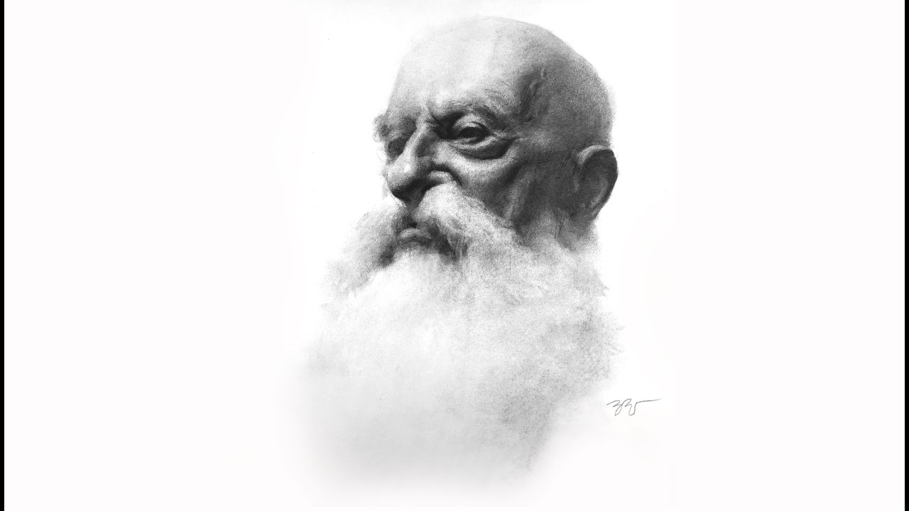 ZIMOU TAN | ART | How to draw a bearded man portrait demo