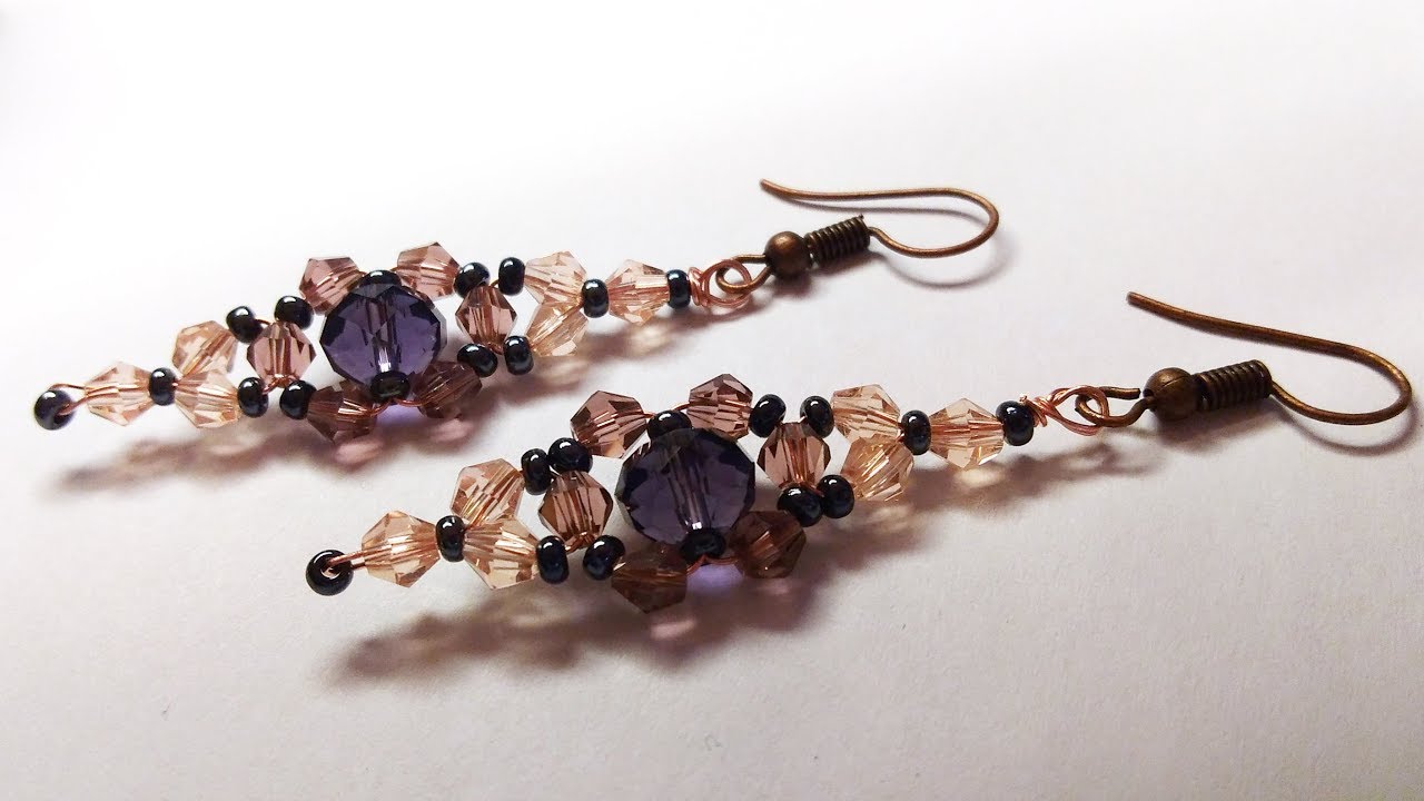 Simple purple Swarovski earrings - orecchini seplici con cristalli Swarovski