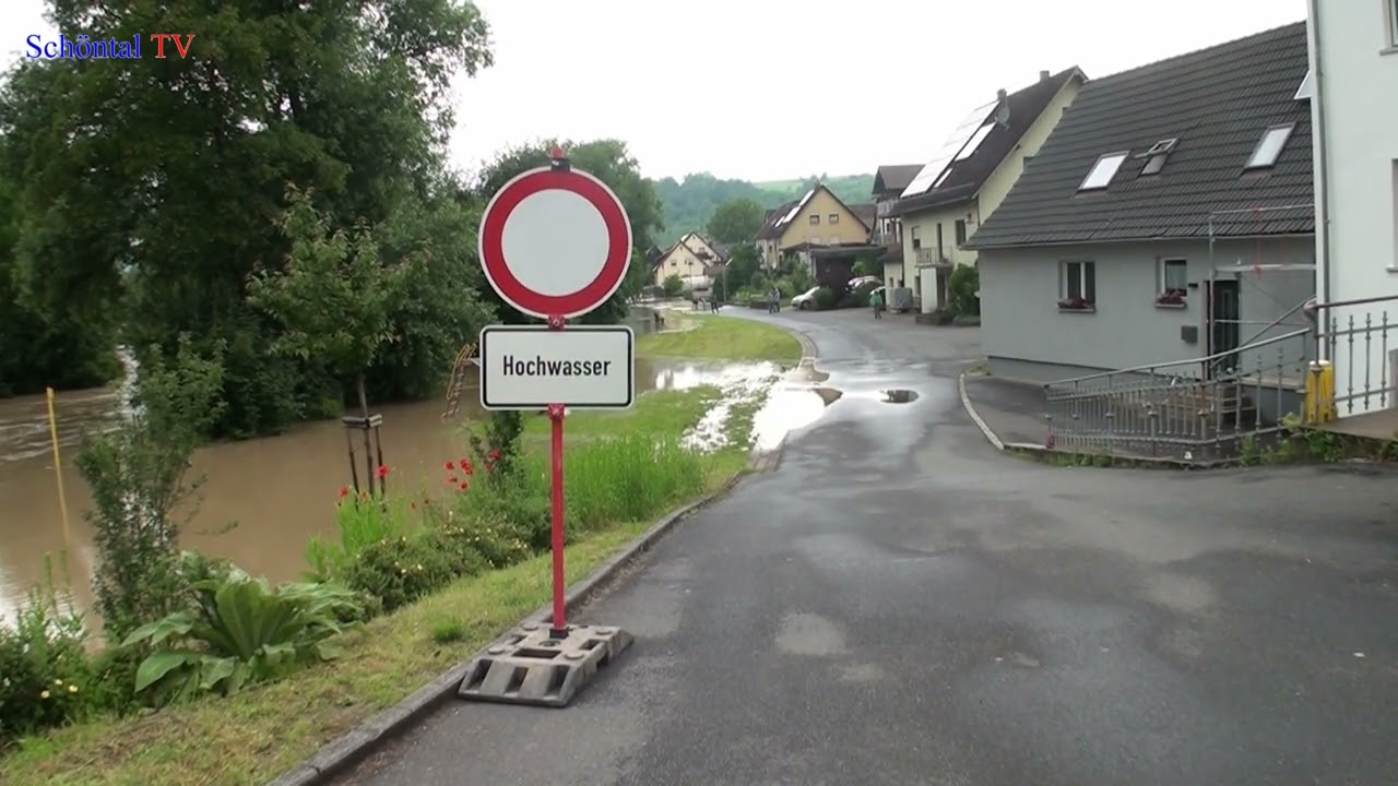 Hochwasser an der Jagst, mit Zuflüssen von Erlenbach und Sindelbach. Schöntal TV