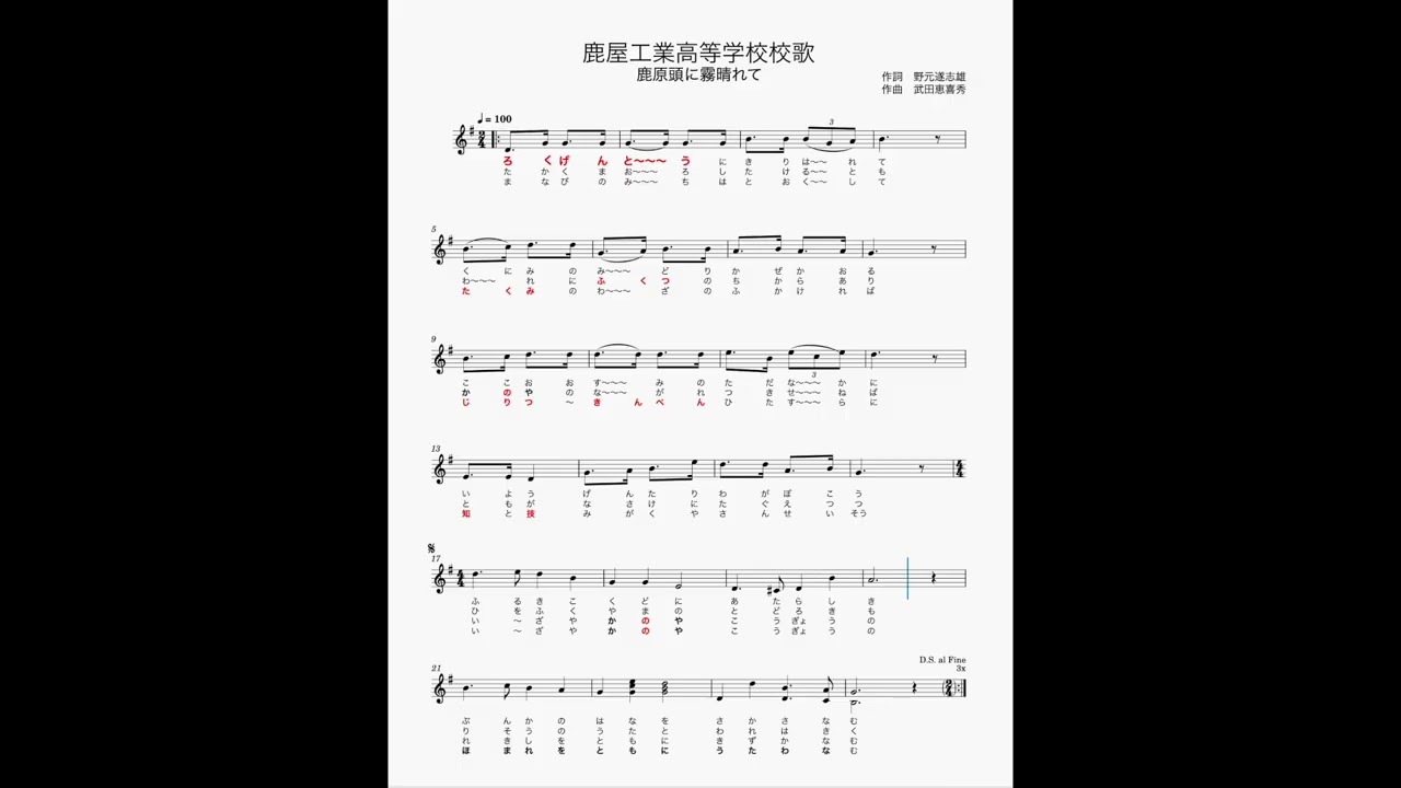 鹿屋工業高等学校校歌