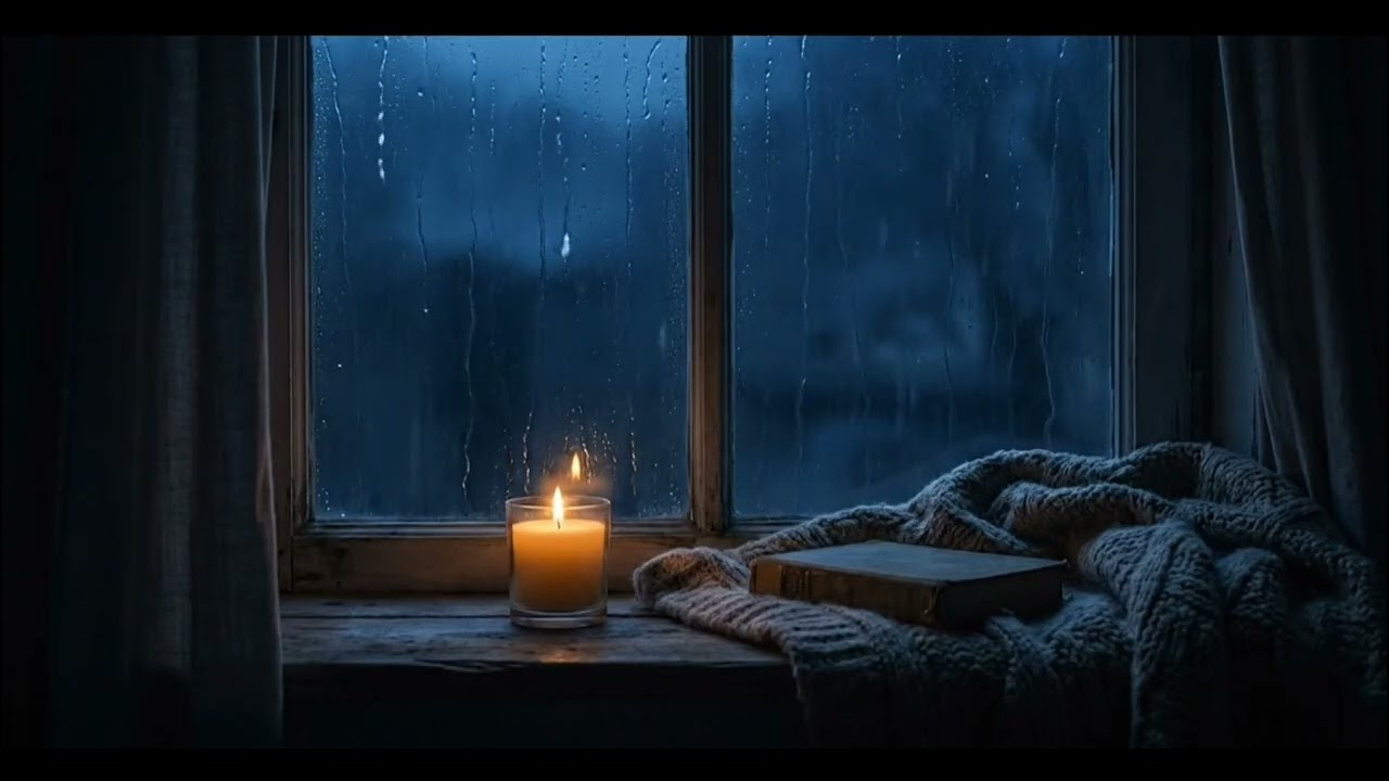 10 Hours Soft Rain on Window with Candlelight for Deep Sleep 🌧️🕯️ | No Thunder, No Music