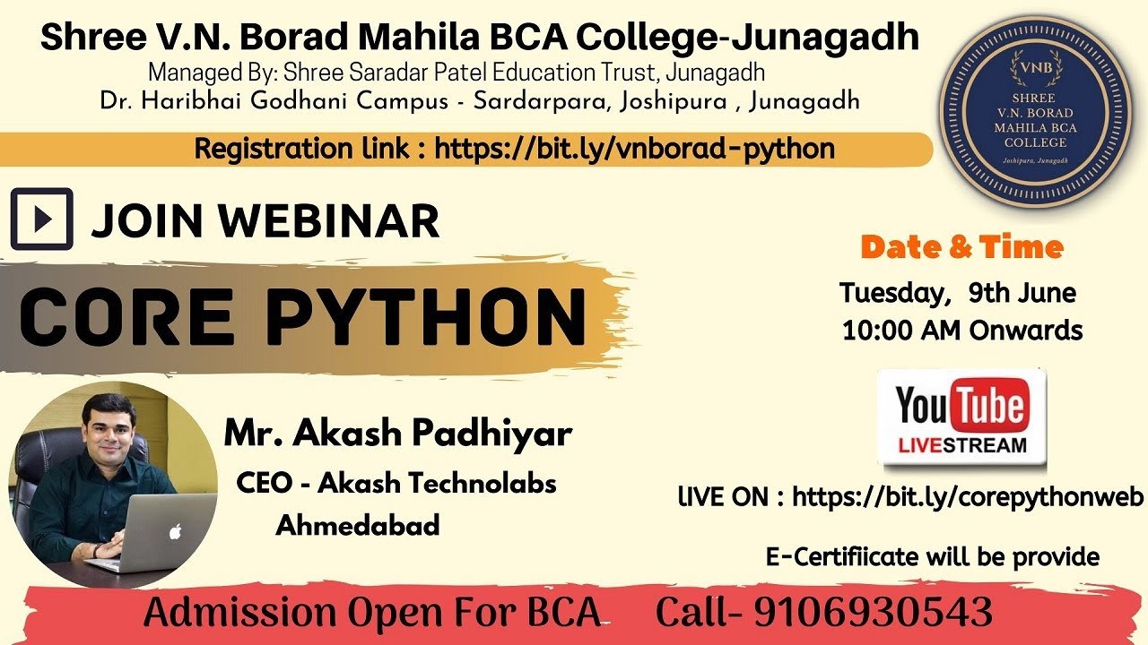 Core Python - Free Webinar  09-06-2020 10:00 AM