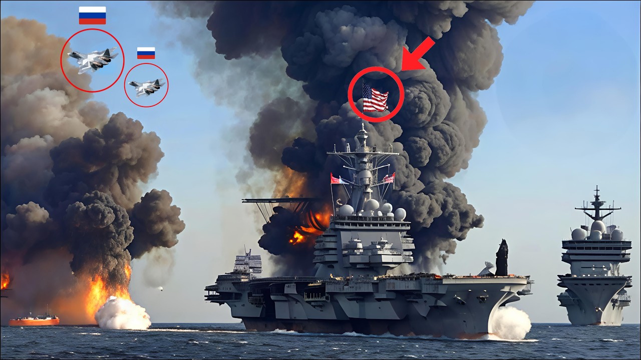 13 минут назад! Американский авианосец USS Gerald был уничтожен российским Су-57.
