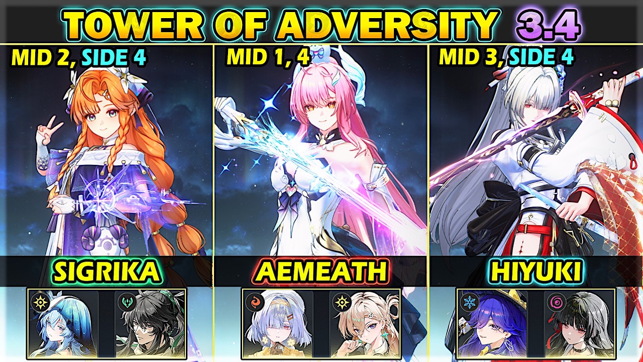 Aemeath, Sigrika, Hiyuki |S0R1| 36 Crest Tower of Adversity 3.4 | Wuthering Waves