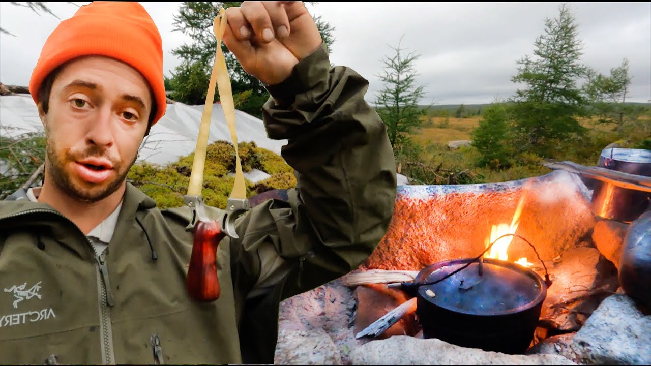 Slingshot Catch And Cook | Finding Shelter And Food