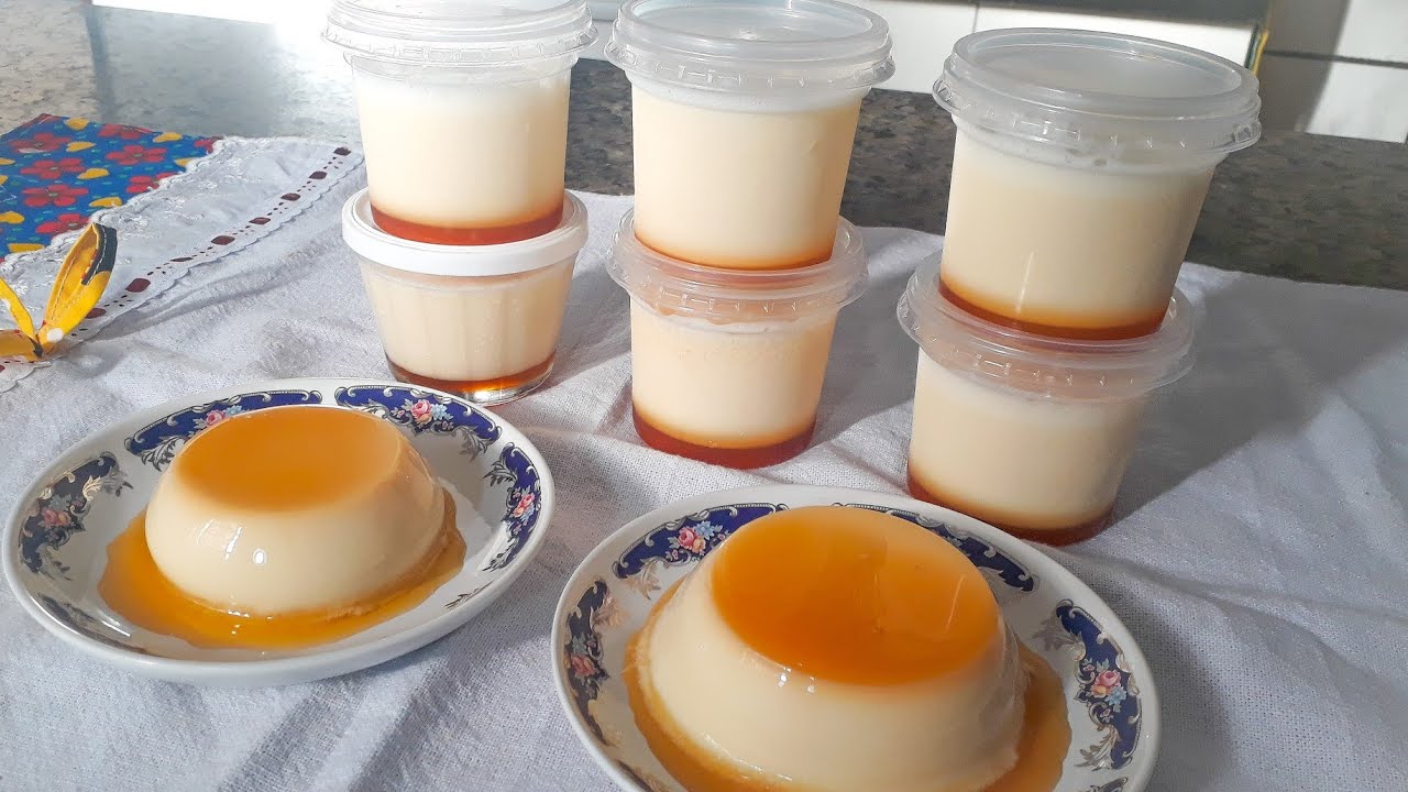 PUDIM DE LEITE CONDENSADO SEM FORNO,  SEM OVOS  E NO POTE