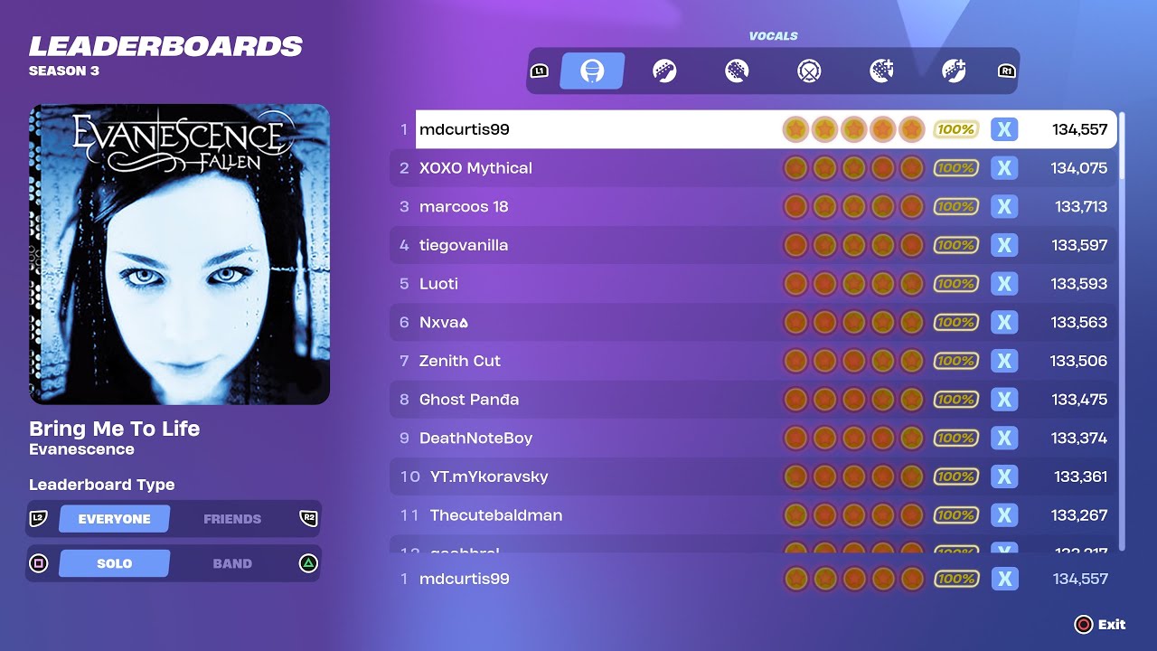 [Fortnite Festival S3] Bring Me To Life Expert Vocals 100% FC World Record