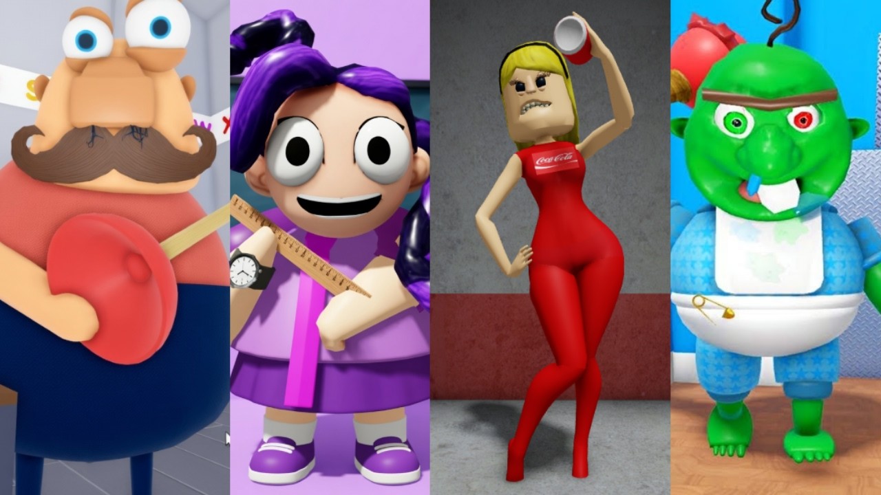 Roblox Escape: все скримеры, RUN FROM COLA WOMAN Obby, LILY LOVEBRAIDS SCHOOL Escape, MR MC EVIL