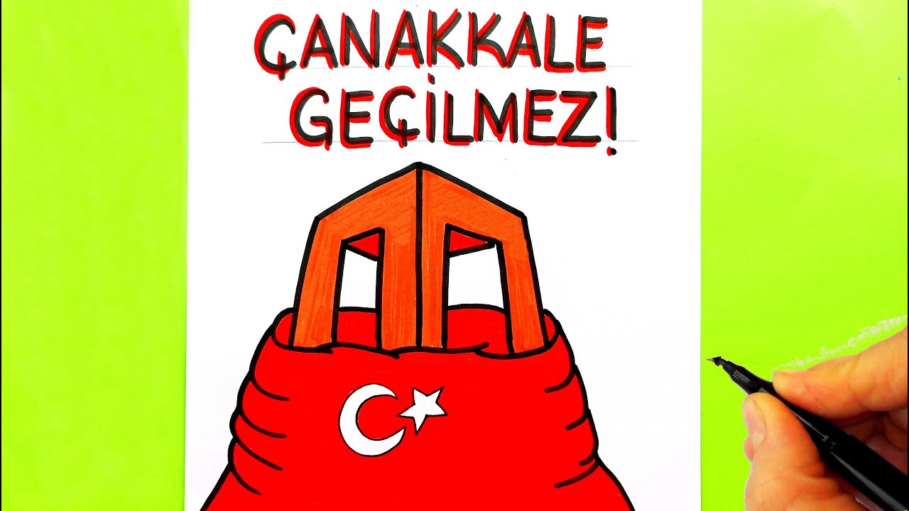 18 Mart Çanakkale Zaferi Resmi Çizimi - Şehitler Anıtı Resmi Çizimi - Çanakkale Zaferi Çizimleri