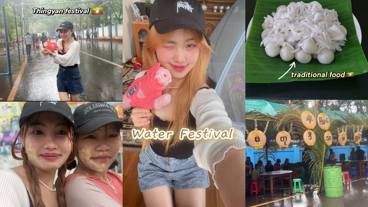 (Thingyan)Water Festival🇲🇲-သင်္ကြန်အကြတ်နေ့မြင်ကွင်း၊water festival (Burmese Vlog)