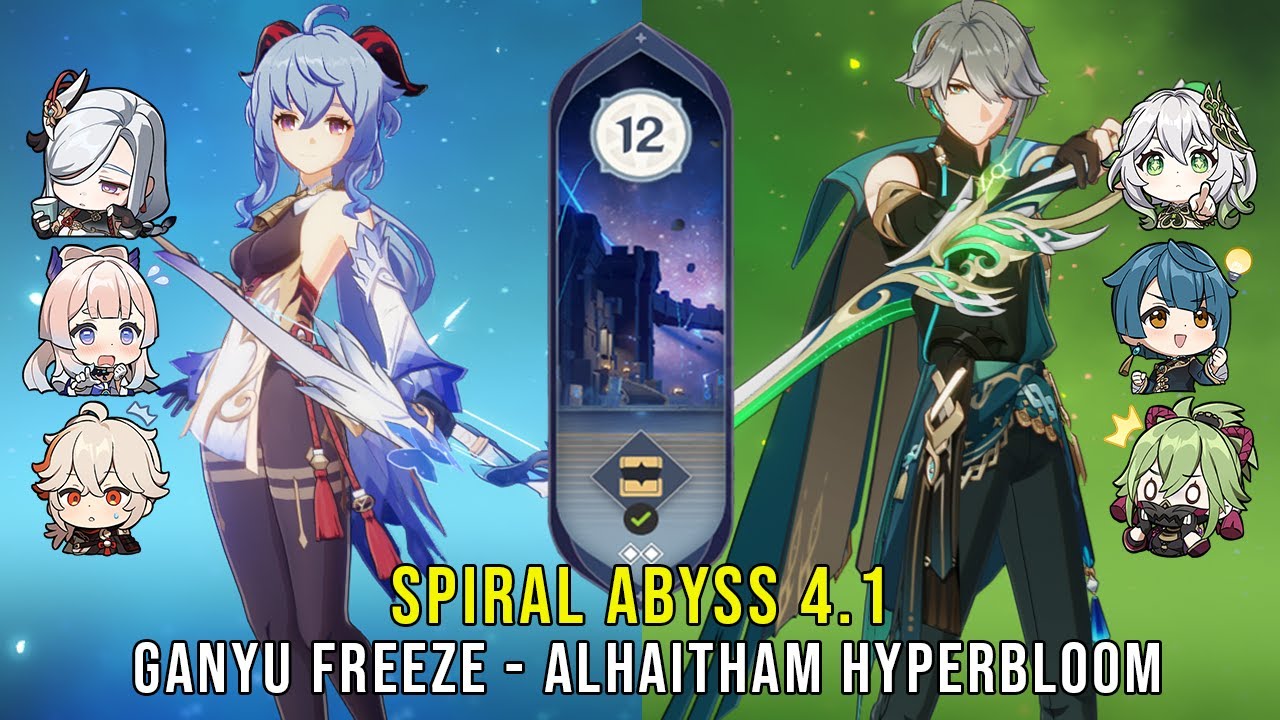 C0 Ganyu Freeze and C0 Alhaitham Hyperbloom - Genshin Impact Abyss 4.1 - Floor 12 9 Stars
