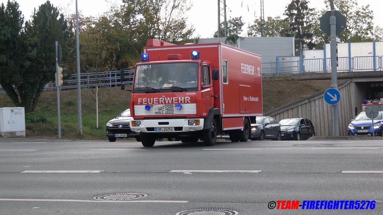 Alarmfahrten zur Inspektionsübung der Feuerwehr Bensheim-Mitte in der Innenstadt