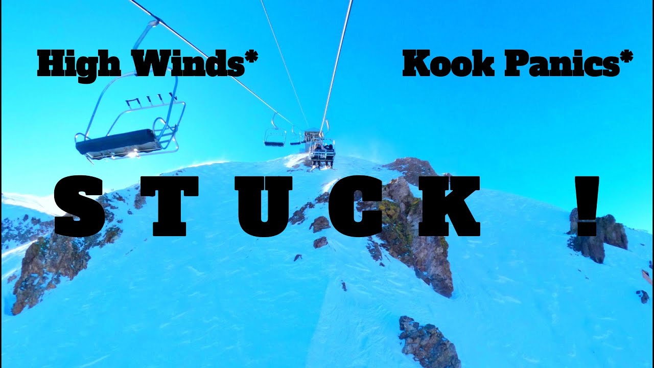 Skiers get STUCK due to extreme winds at MAMMOTH MOUNTAIN: Caught on Gopro! *WARNING*