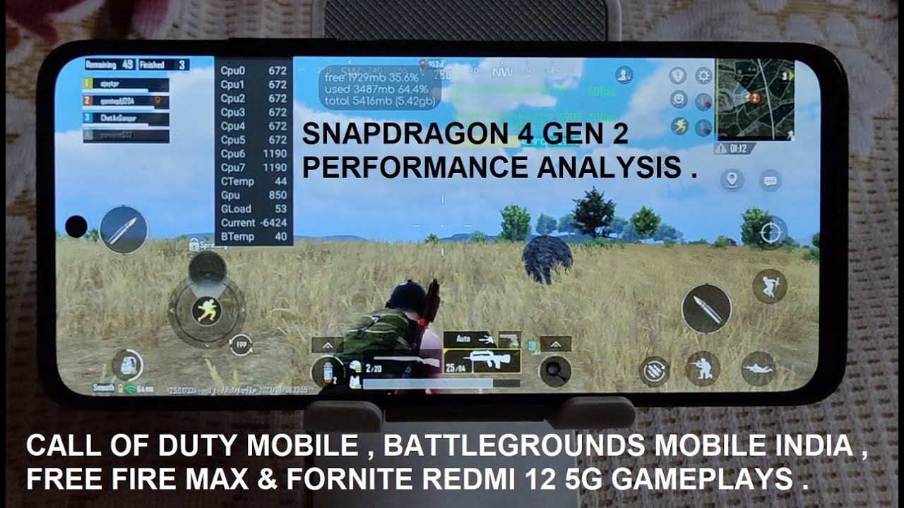 Snapdragon 4 Gen 2 Fortnite , Free Fire , COD Mobile & BGMI Gameplay Battery & Heat Test Redmi 12 5G