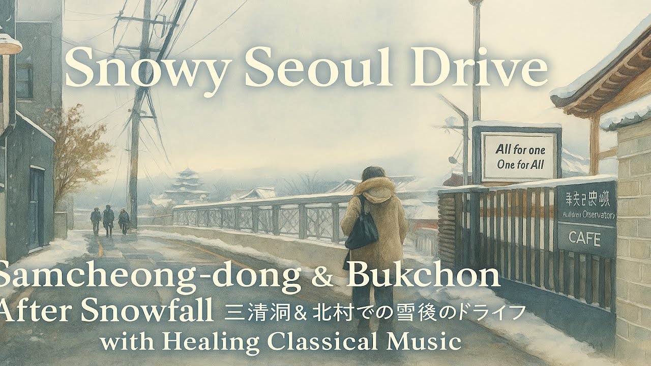 [Calm & Peaceful] Winter Drive in Seoul❄️Snowy Samcheong-dong & Bukchon/雪がやんだ後、三清洞&北村ドライブ