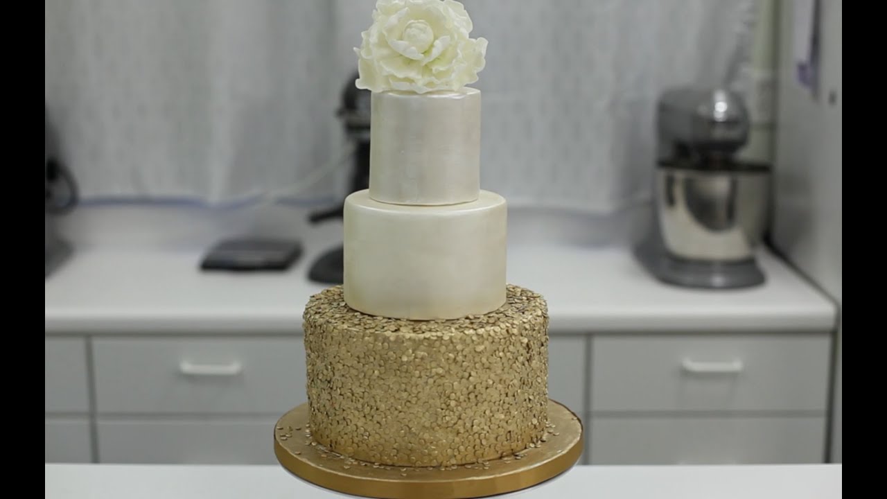How To Decorate A Cake With Gold Sequins