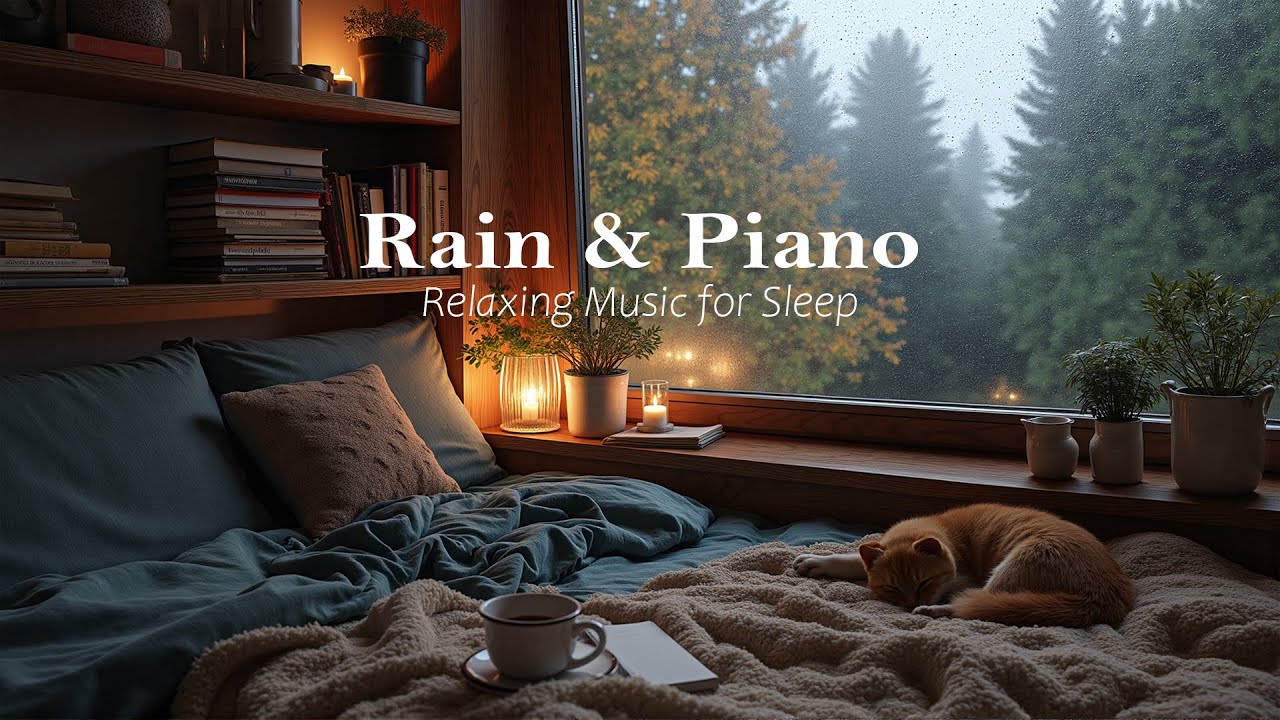 Cozy Rain Piano Music 🌙 Calm Sounds for Sleep, Study, Deep Relaxation and Stress Reduction