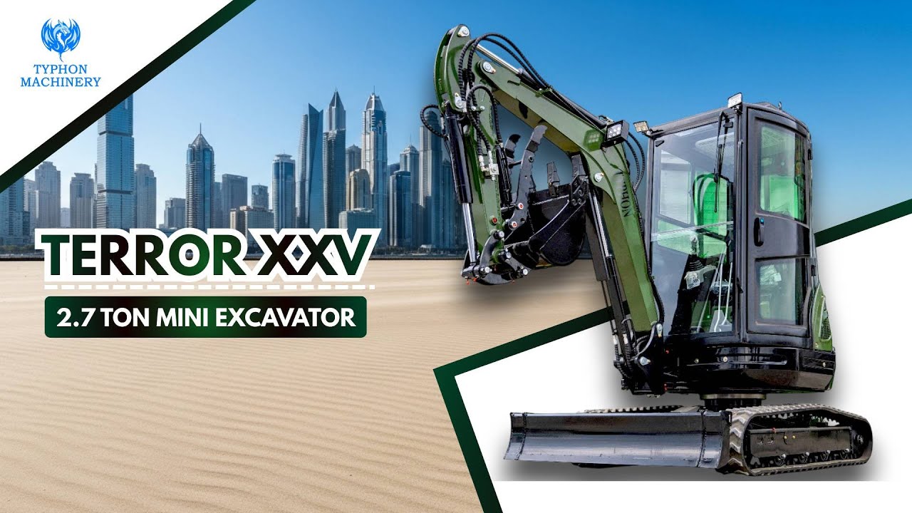 TYPHON TERROR XXV Diesel Mini Excavator 2.7 Ton, 25.1 hp Kubota D1105 Boom Swing