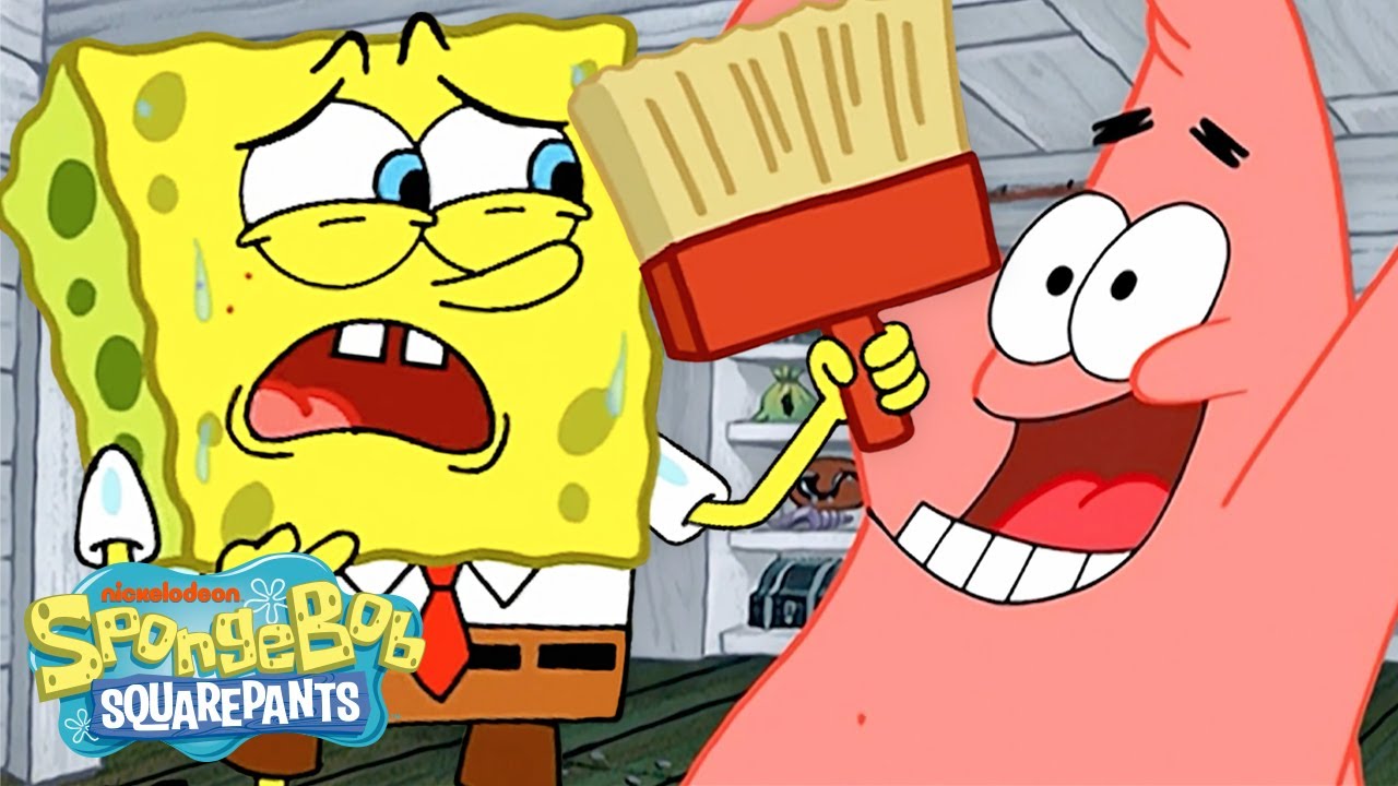 SpongeBob & Patrick Paint Mr. Krabs' House! 🎨 | Full Scene | @SpongeBobOfficial