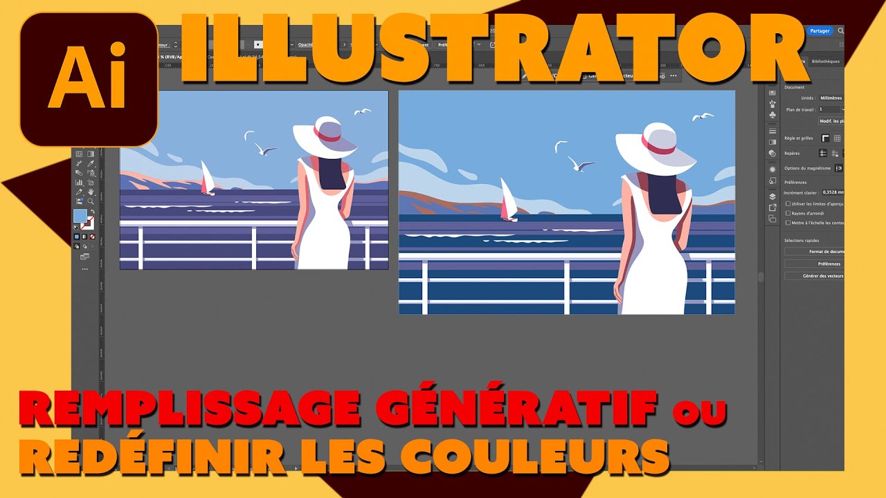Illustrator -  Astuces - Remplissage génératif  ou redéfinir les couleurs