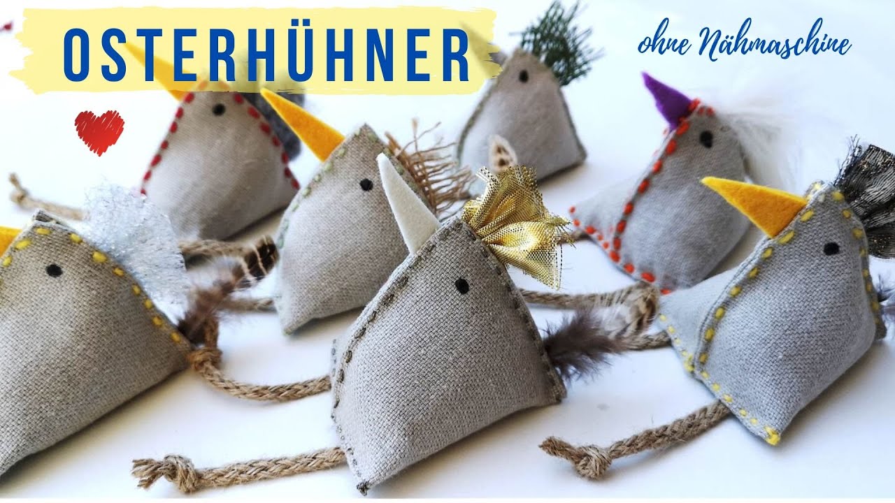 Osterhühner mit der Hand nähen - ohne Nähmaschine - mit Nähanleitung