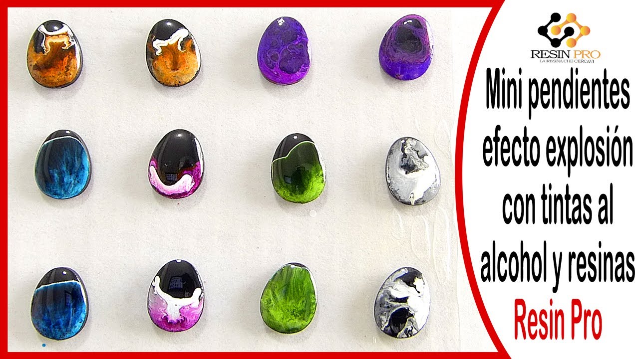 Mini pendientes efecto explosión con tintas al alcohol y resinas Resin Pro