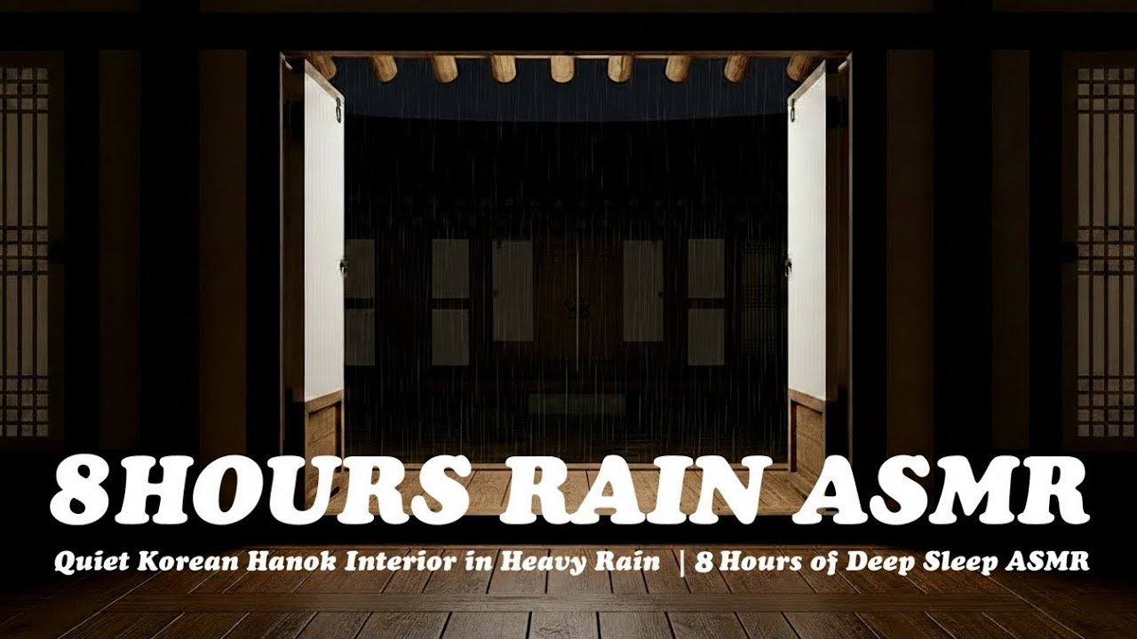 Quiet Korean Hanok Interior in Heavy Rain | Deep Sleep Rain ASMR