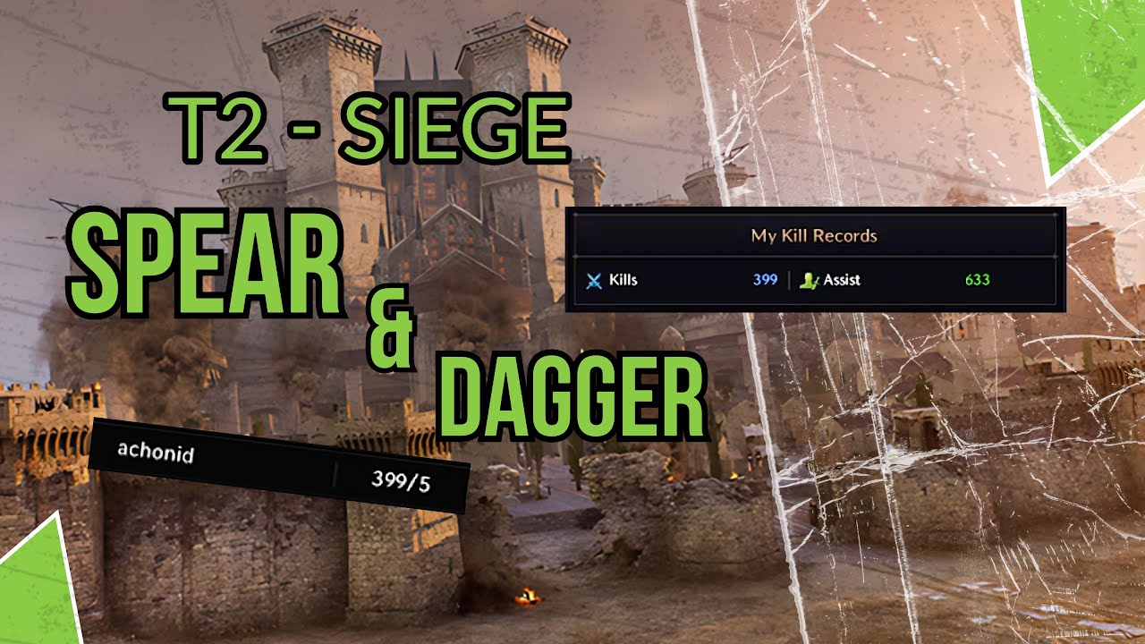 Throne and Liberty Obsidian Server | T2 Castle Siege | DAGGER SPEAR POV | 399 KILLS