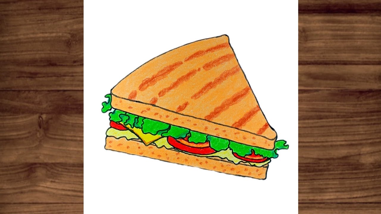 How To Draw Sandwich Easy || Sandwich Drawing Step By Step For Beginners || Sandwich 🥪