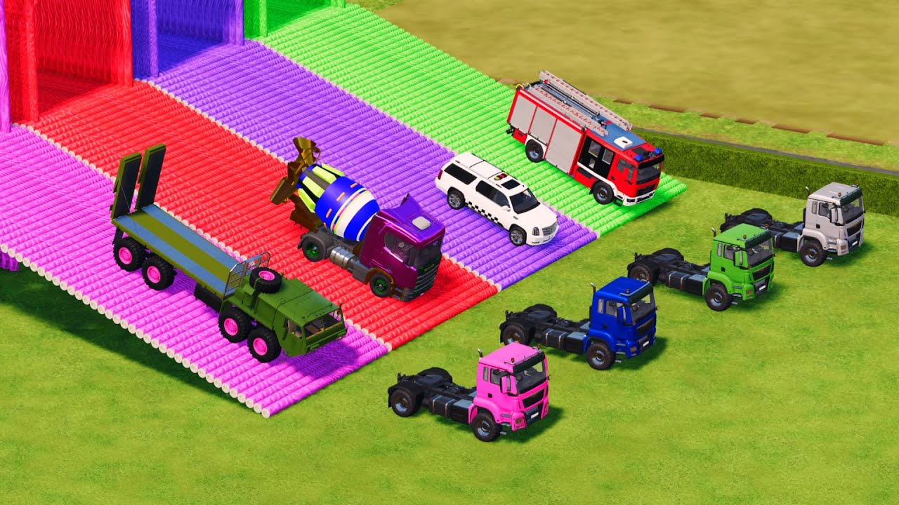 EXTREME MULTI VEHICLE TRANSPORT CHALLENGE! 🏗️🚓 FS22 MEGA RAMP OBSTACLES