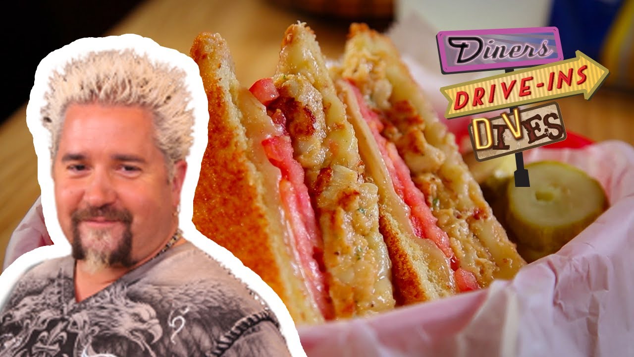 Guy Fieri Tries CRAB CAKE Grilled Cheese | Diners, Drive-ins and Dives with Guy Fieri | Food Network